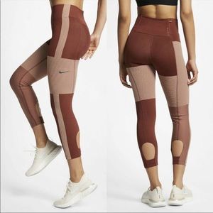 Nike Tech Pack Running Crop Tights Compression Leggings Pueblo Brown Size Small